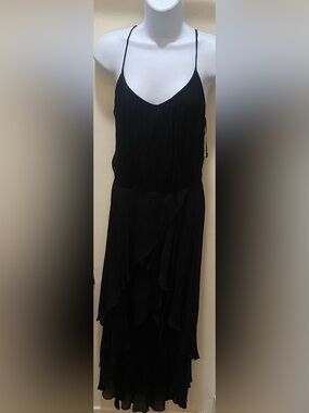 Guess Black Asymmetrical Layered Midi Dress
